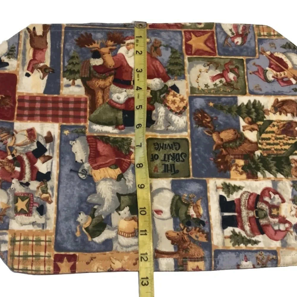 Set of 4 Festive Santa Claus fabric cloth Placemats
